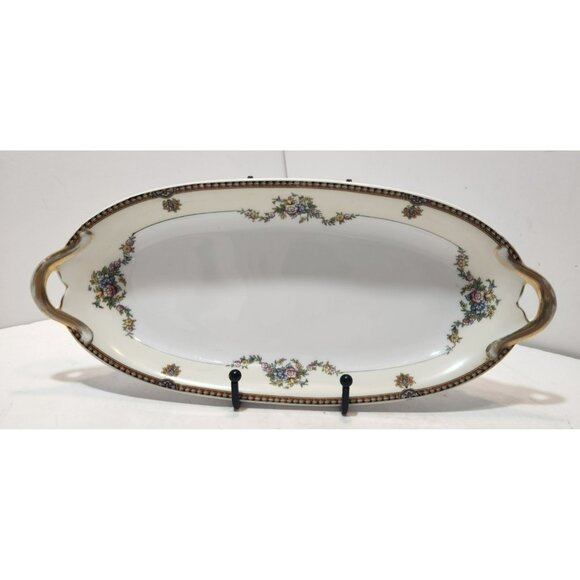 Vtg Noritake Fleurette Oval Platter 12.5" Long w/ Handles 1928 Extremely Rare - Picture 1 of 16